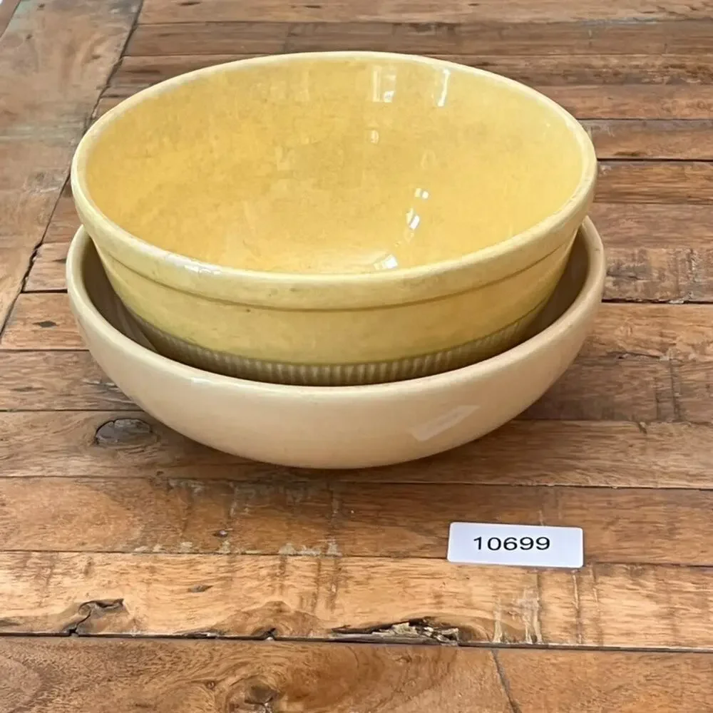 Antique Primitive Yellow Ware and Shenango China Mixing Bowl Set Farmhouse